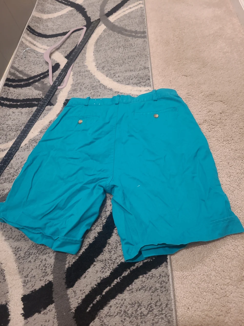 Knights Of Round Table Mens Teal Khaki Cotton Shorts Size 34